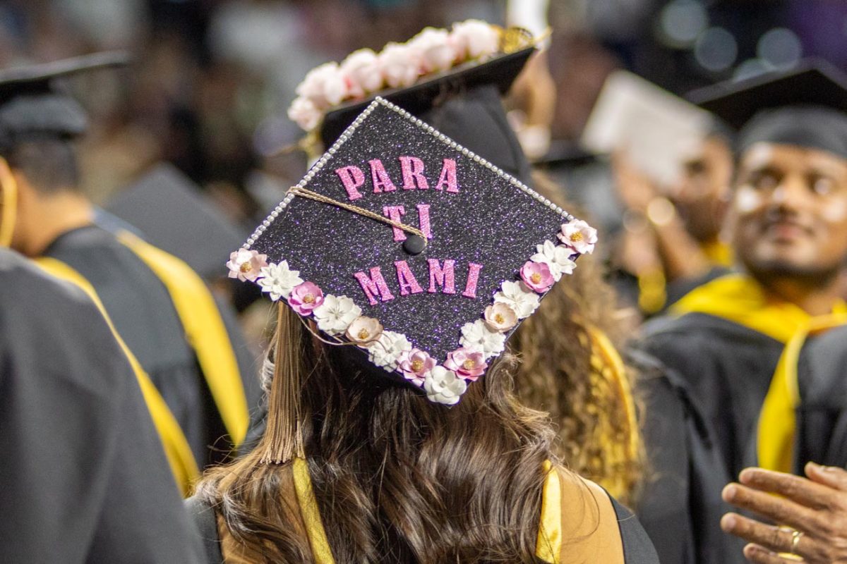 Students decorated their graduation caps for the 2025 spring commencement.