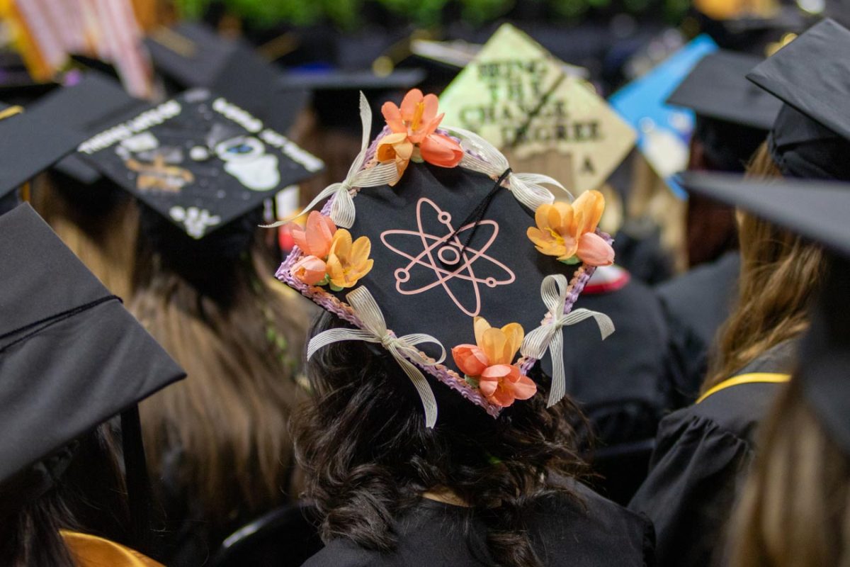 Students decorated their graduation caps for the 2025 spring commencement.