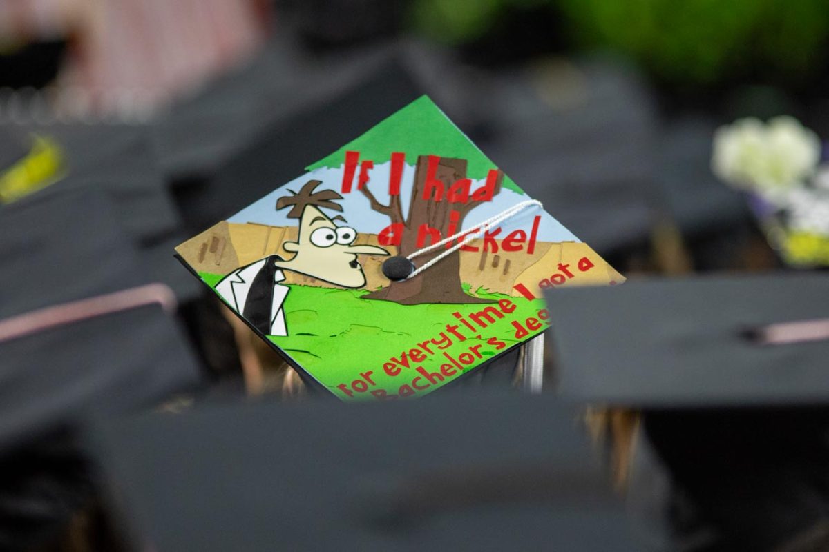 Students decorated their graduation caps for the 2025 spring commencement.