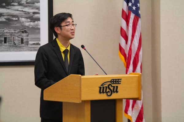 Newly elected Speaker of the Senate Matthew Phan presents for the speaker of the senate position. Phan was voted in as speaker of the senate at the April 30 meeting.