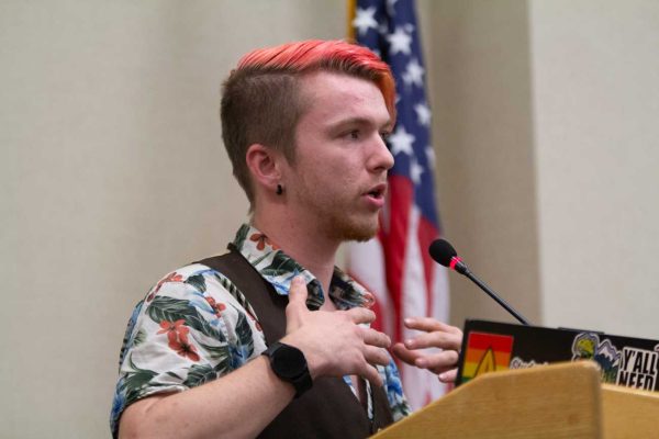 Sen. Josh Mallard speaks about the library discarding books and journals. Mallard proposed amendments to help ensure transparency with the library.