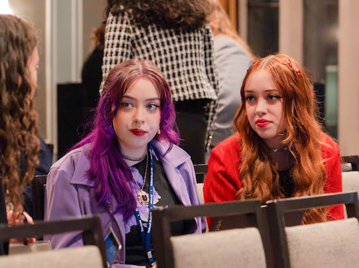 Adriana and Victoria Owens in New York City at the National Model United Nations conference in April. The two are fraternal twins. (Courtesy of Tyler Dorsch)