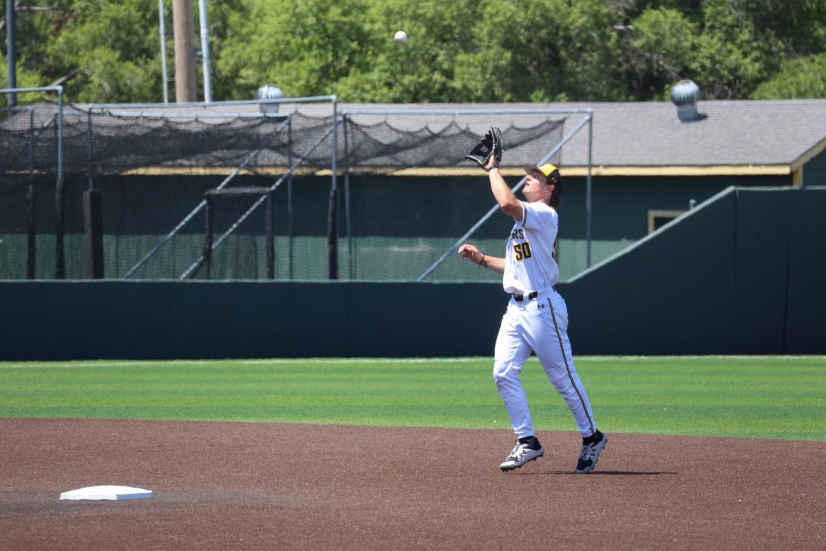 Sophomore Kam Durnin goes to catch a pop up against Memphis. Durnin made two outs in the 3-1 win on May 17.