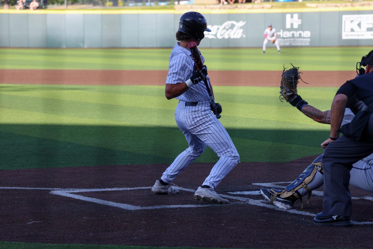 Senior Jordan Rogers leans out of the way of a pitch against Oral Roberts on May 13. Rogers has been hit by 19 pitches this year.