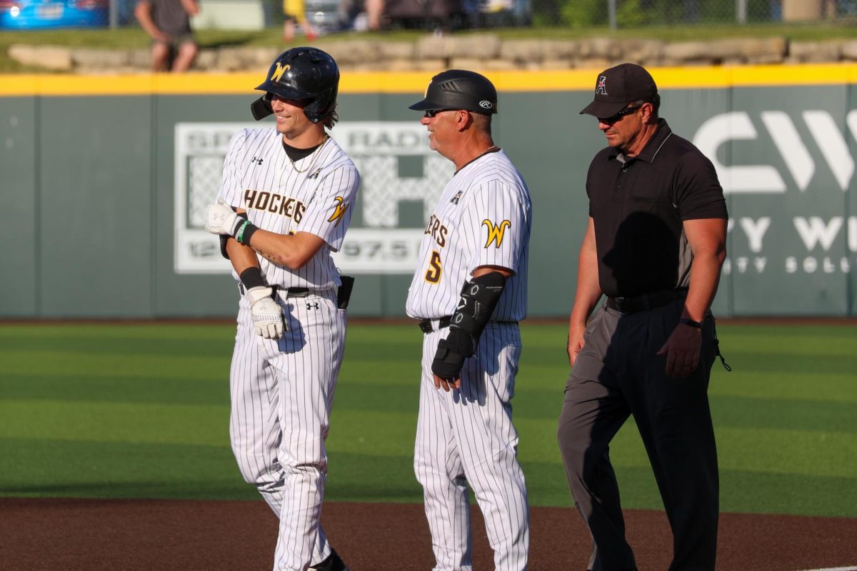 Sophomore Camden Johnson smiles after hitting a single against Oral Roberts. Johnson hit 1-4 in the 13-9 win on May 13.