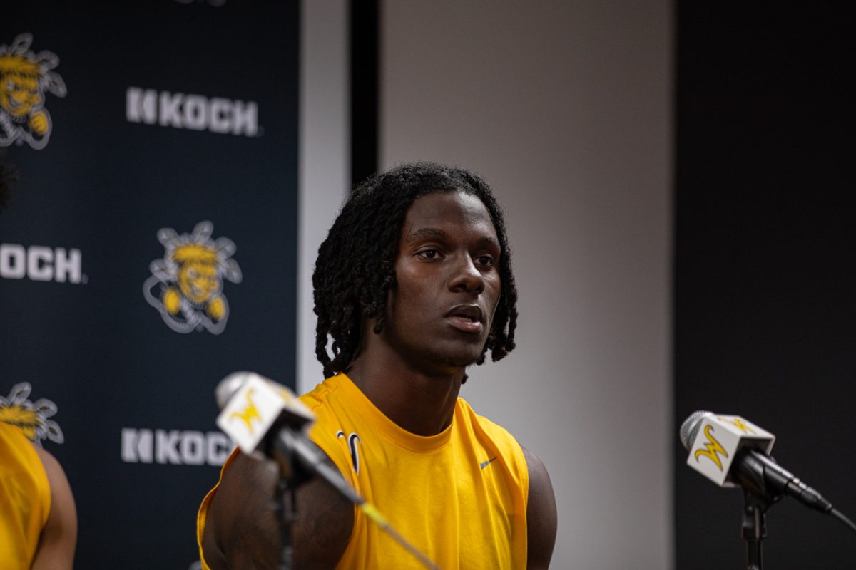Senior Karon Boyd speaks to the media about his experience since coming to Wichita. Boyd previously played as a forward but has been practicing at point guard this offseason.