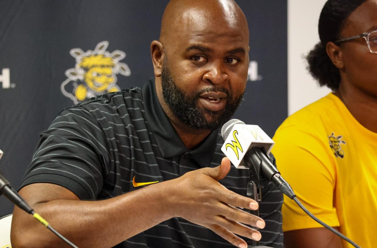 Wichita State women's basketball head coach Terry Nooner answers questions at an offseason press conference. The press conference was held Wednesday, July 16.