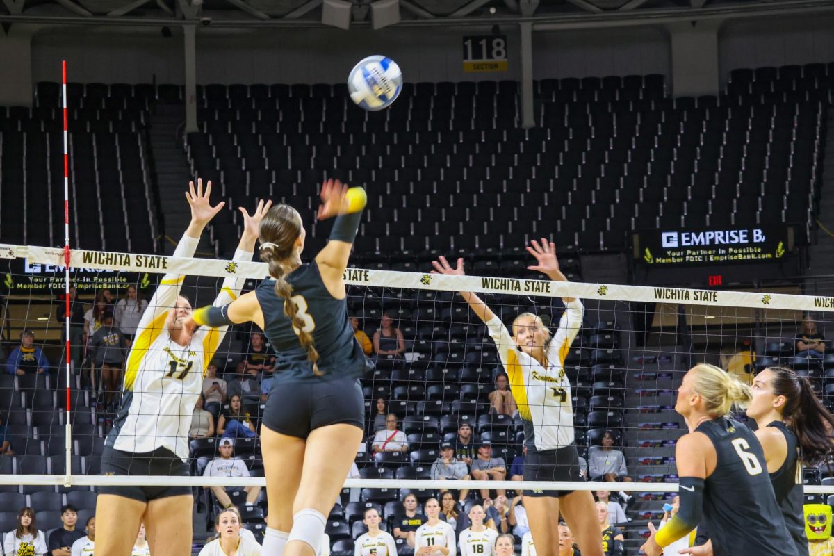 Freshman outside hitter Olivia Cohee goes up to spike the ball on Aug. 29 against Kennesaw State. Cohee made three kills in her collegiate debut.