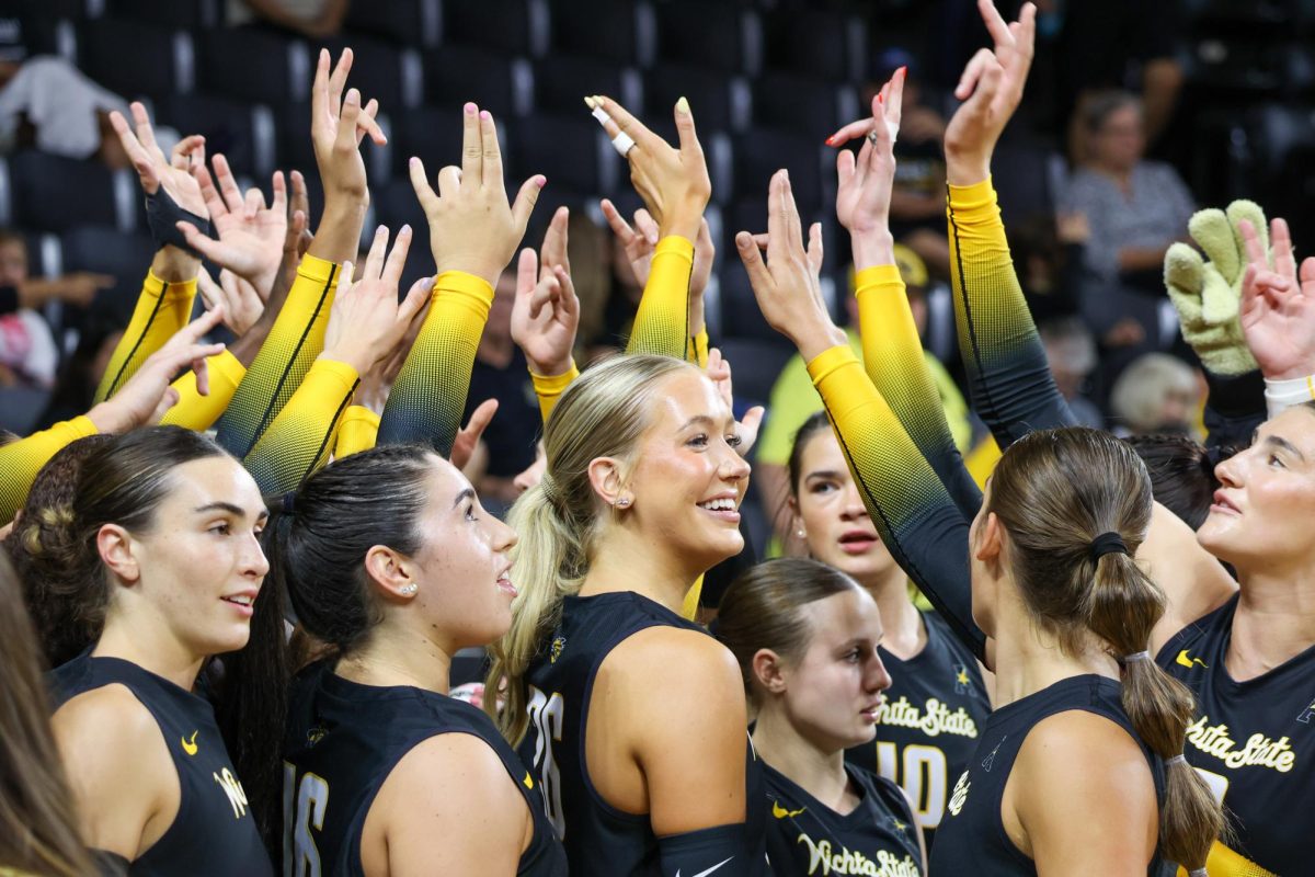 The Shockers break the huddle before their game against Kennesaw State on Aug. 29. WSU opened its season at home for the first time since 2007.