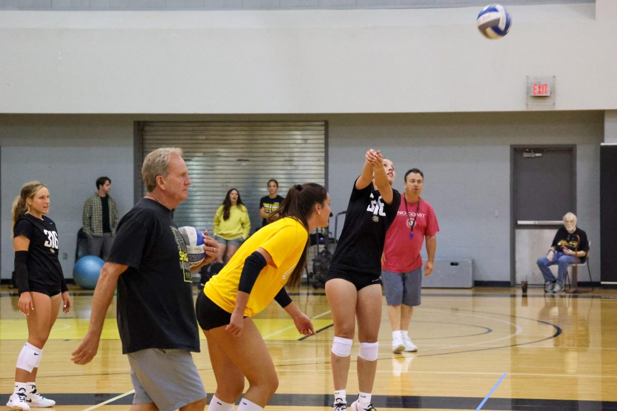 Freshman libero Addisson Gardner bumps a ball at practice on Aug. 4. Gardner is one of nine true freshmen on the Shockers' roster.