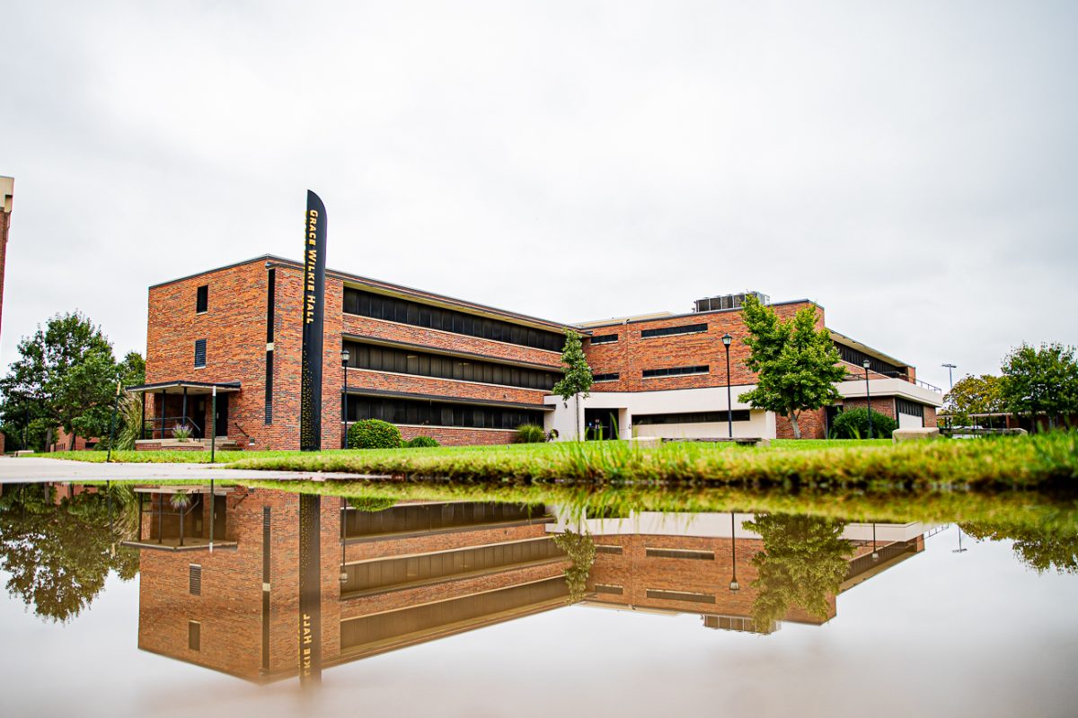 Grace Wilkie Hall on Sept. 23. Grace Wilkie Hall is located between Ablah Library and the Heskett Center.