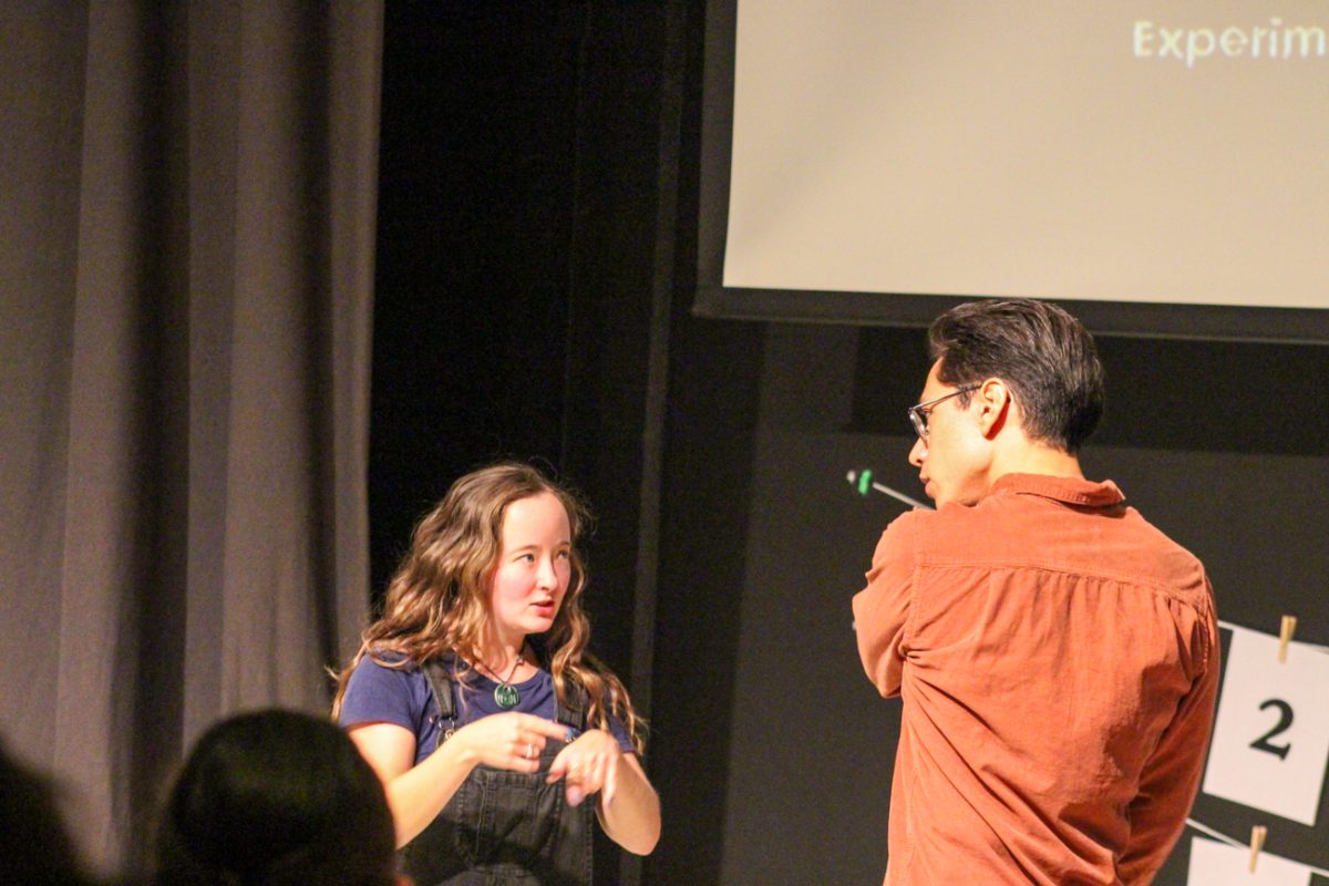 Brett McGlothern and Kinsey McDaniel talking at the beginning of the show