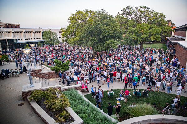 A crowd gathers on the RSC East Lawn on Sept. 16. The crowd was estimated to be over 1,500 people.