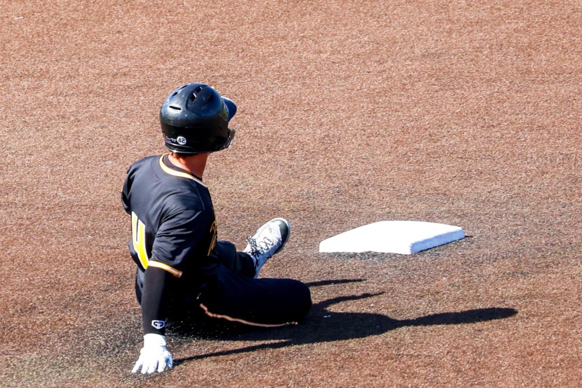 Redshirt freshman Nico Rodriguez slides in to steal second base against Nebraska on Saturday, Sept. 27, 2025, at Eck Stadium in Wichita, Kansas. Wichita State baseball ranked ninth in the American Conference in stolen bases last season, with 28.