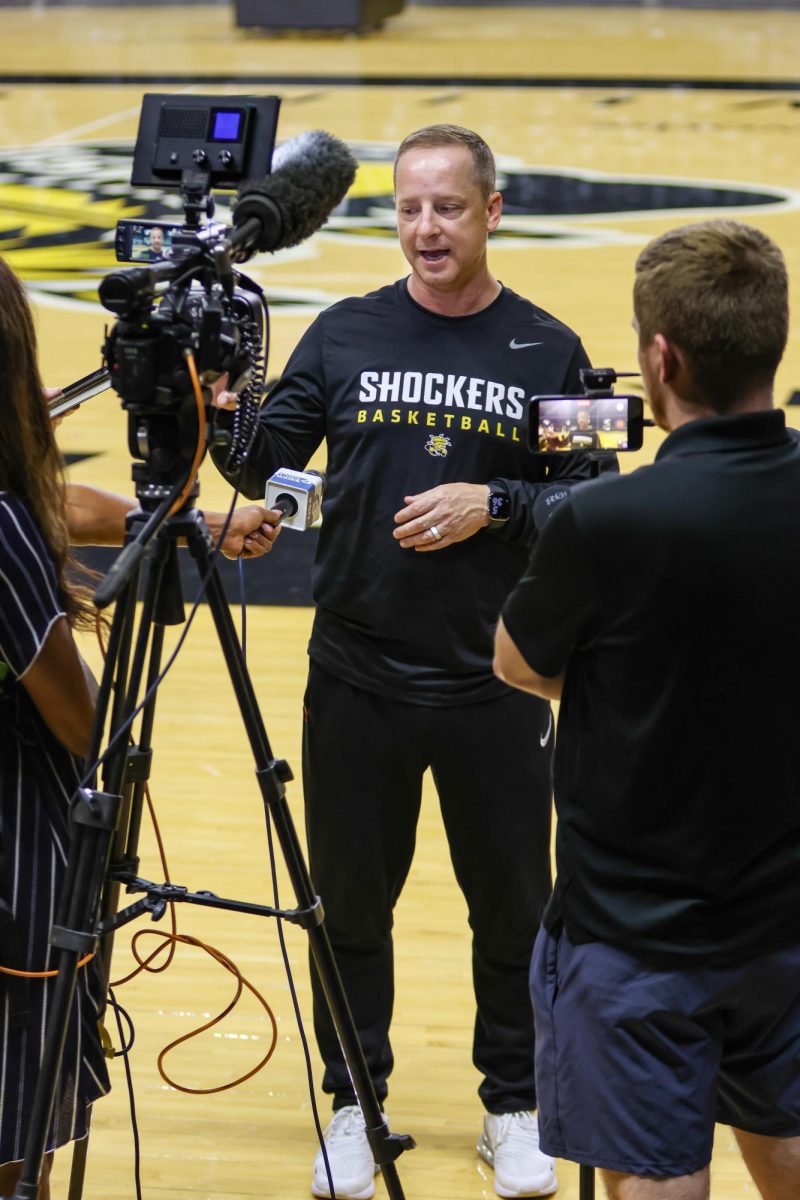 Wichita State men's basketball head coach Paul Mills talks to the media after open practice on Sept. 18. Mills detailed the team's physicality, upcoming season and shooting abilities.