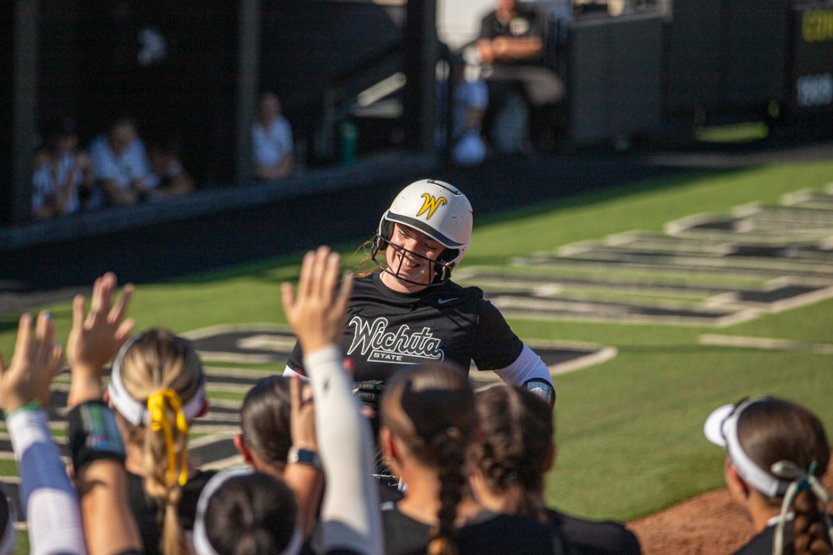 Sophomore Aeryn Shuman gets cheered on by Shockers after a home run on Oct. 5.