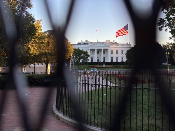A temporary fence surrounds the White House on Oct. 16. The fence was erected in late September in preparation for a diplomatic visit from Israeli Prime Minister Benjamin Netanyahu. 