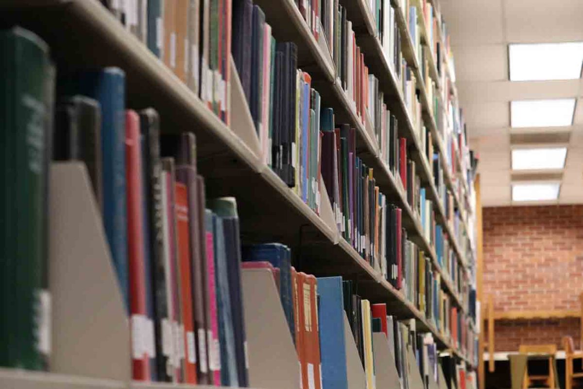 A shelf of books in Wichita State's Ablah Library. (File photo)