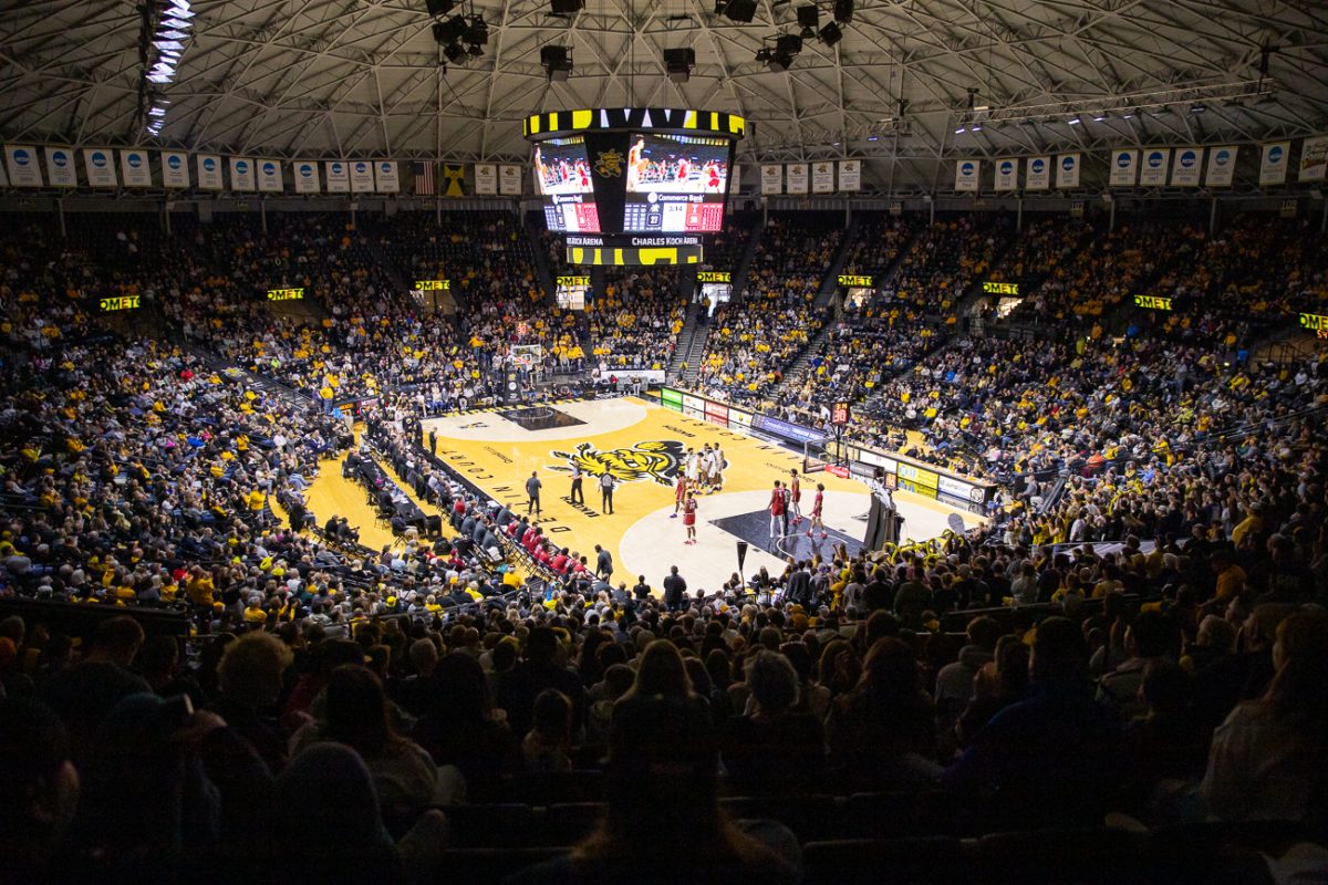 A crowd of 8,094 gathers inside Koch Arena to watch Wichita State's men's basketball team take on the Temple Owls on Feb. 21 at Koch Arena. The Shockers won, 69-57.