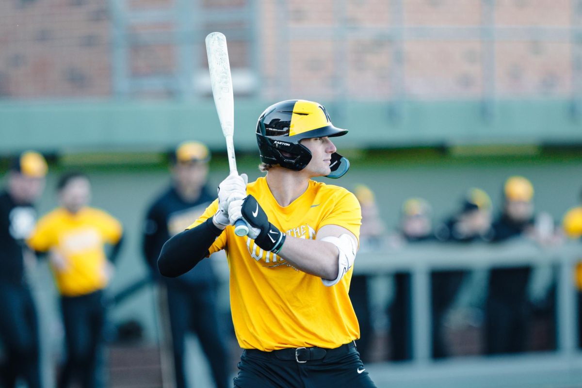 Wichita State baseball senior Drew Bugner (13) at the plate. (Photo courtesy of Alison Harper/Wichita State Athletics)