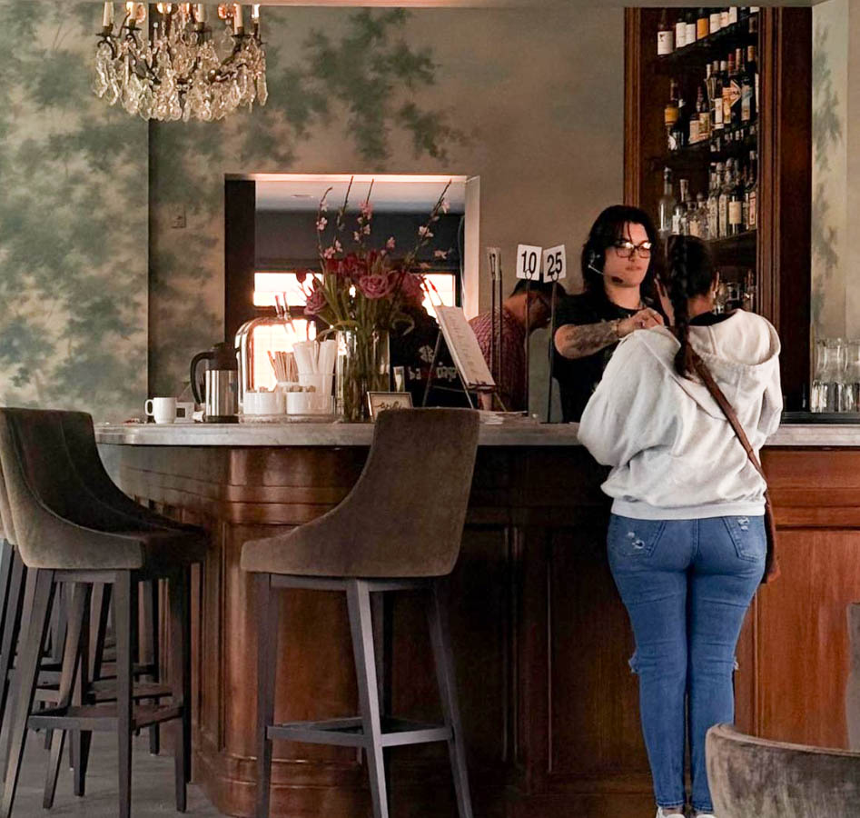 Interior bar ordering station at Goldfinch Coffee and Cocktails.