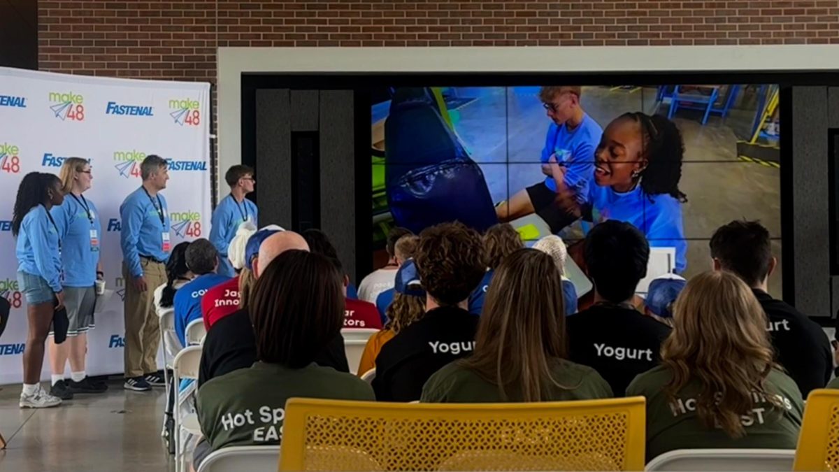Students participate in Make48, a regional competition that took place from March 20 through 22. This is the fourth year the event has been held in Wichita. 