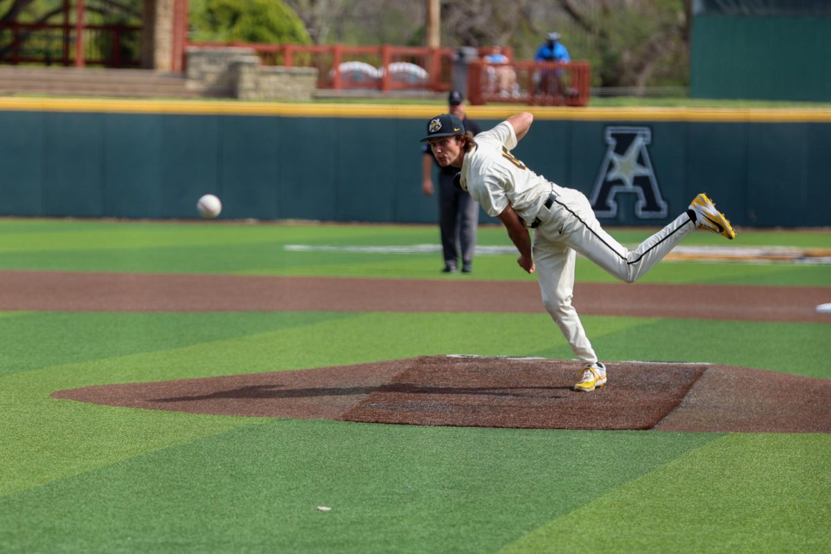 Wichita State baseball pitcher Dax Sharp (49) throws to a Washburn Ichabod March 31 at Eck Stadium. Sharp threw 32 pitches in his mid-week start.