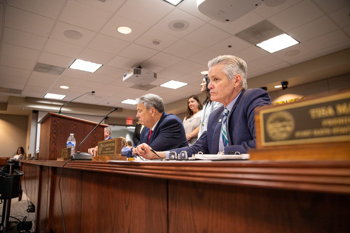 Wichita State University President Richard Muma sits in on the Kansas Board of Regents meeting on May 20, in Topeka, Kan.