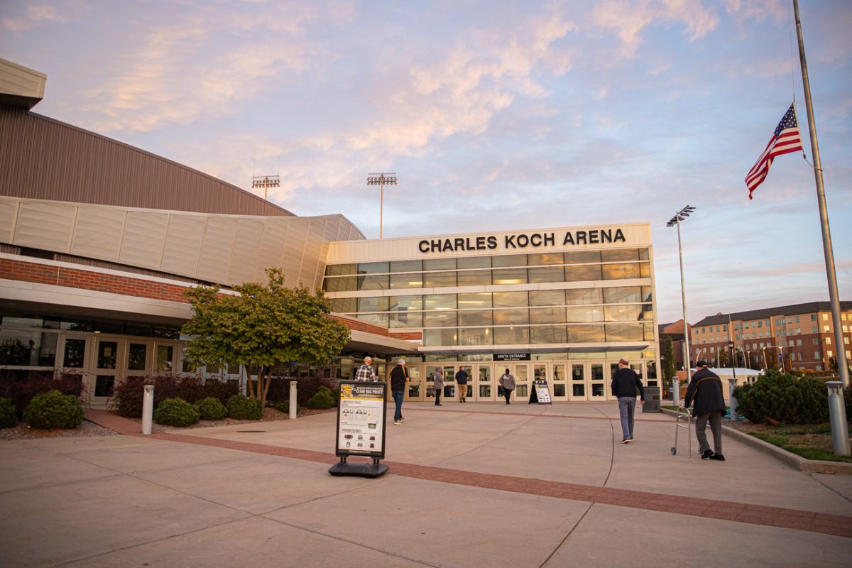 The south entrance of Charles Koch Arena on Nov. 4. The arena is home to the shocker basketball and volleyball teams. (File photo)