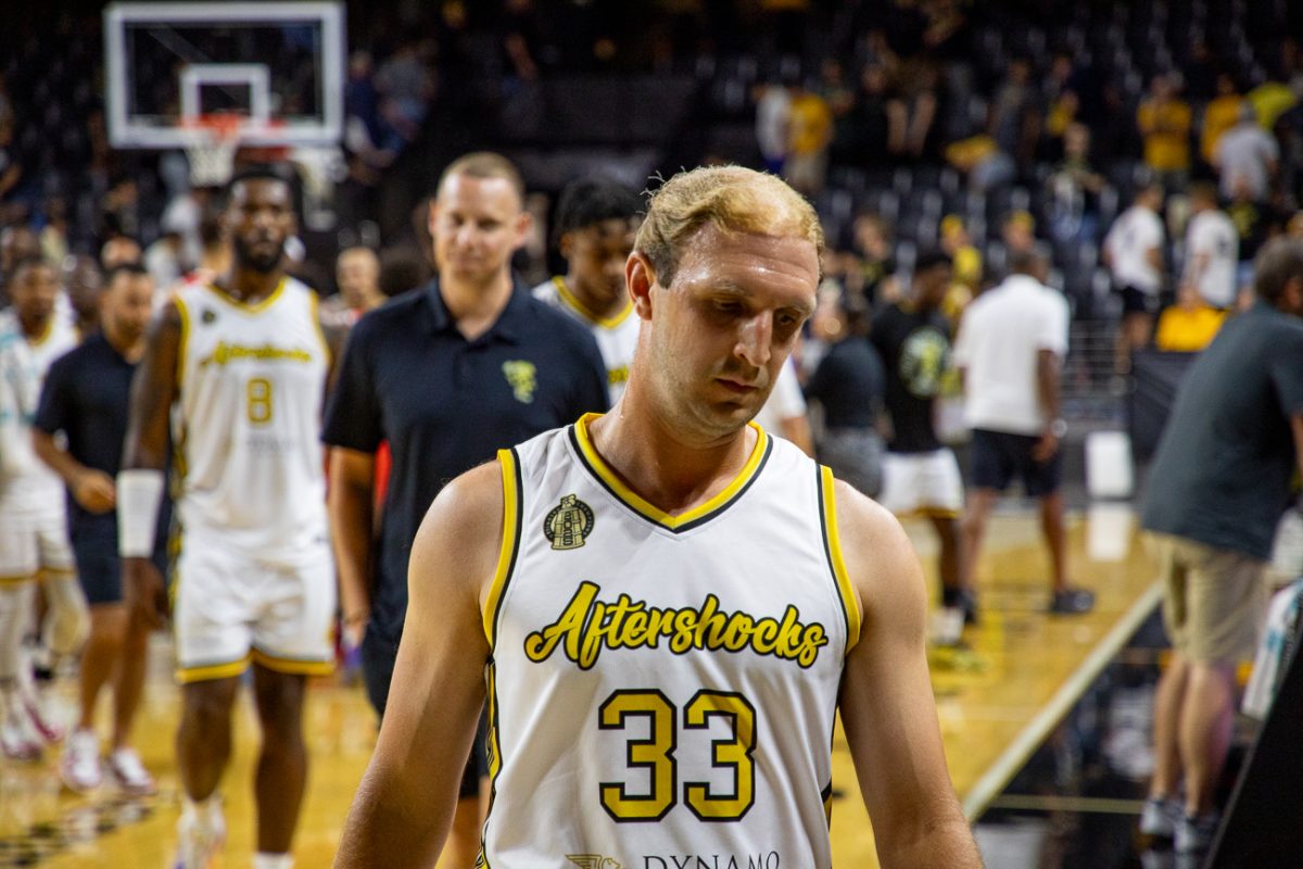 AfterShocks Guard Conner Frankamp walks off the court after a 68-74 loss to The Enchantment in Game 2 of the series in the opening round of the 2026 TBT. The series format is only in the first round, moving to single elimination in later matchups.