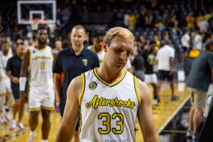 AfterShocks Guard Conner Frankamp walks off the court after a 68-74 loss to The Enchantment in Game 2 of the series in the opening round of the 2026 TBT. The series format is only in the first round, moving to single elimination in later matchups.